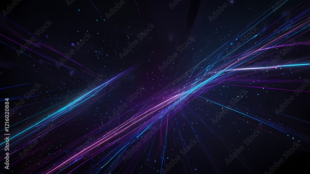 Fototapeta premium Futuristic Abstract Background with Glowing Light Lines in a Starry Void