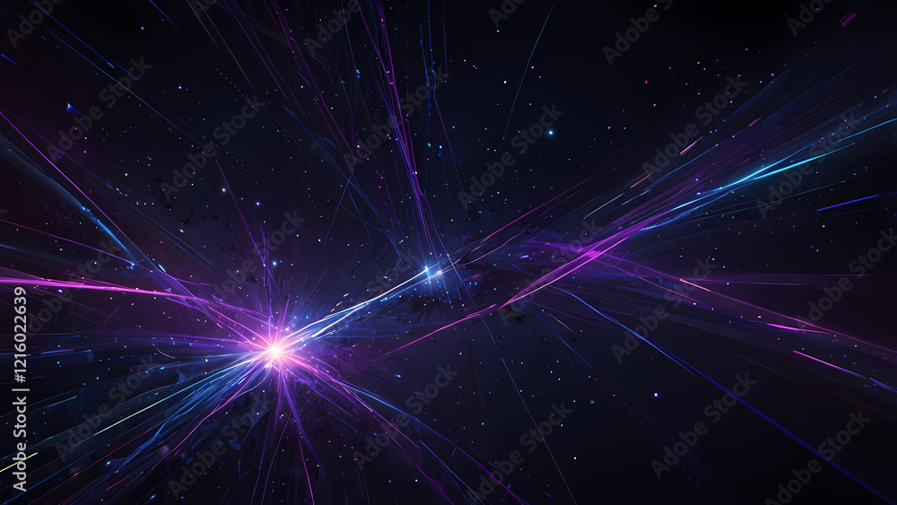 Fototapeta premium Futuristic Abstract Background with Glowing Light Lines in a Starry Void