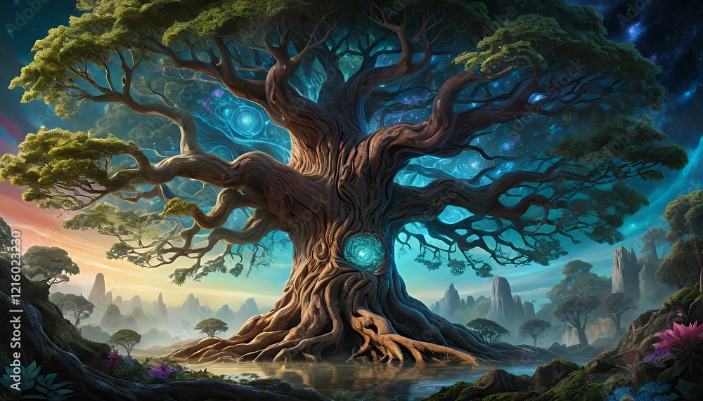 Fototapeta premium Mystical Giant Tree of Life, Fantasy Artwork