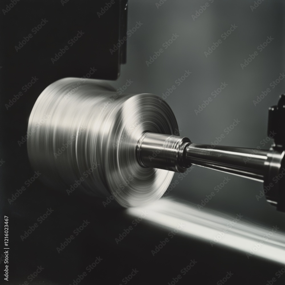 Precision Metalworking Lathe in Action. Precision Metalworking Lathe in Action.