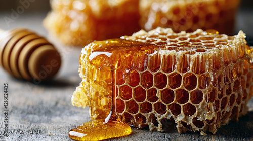 Mouthwatering Honeycomb: A Sweet Treat from Nature's Bounty photo