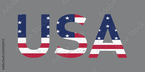 USA Letters with American Flag Design.