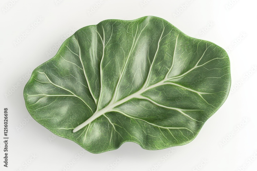 Obraz premium A single large green leaf isolated on white