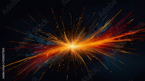 Wallpaper Mural Dynamic Abstract Sparks in Warm Gold and Red Tones Torontodigital.ca