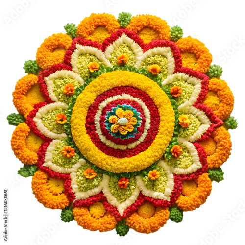 beautiful rangoli flowers on white background 
