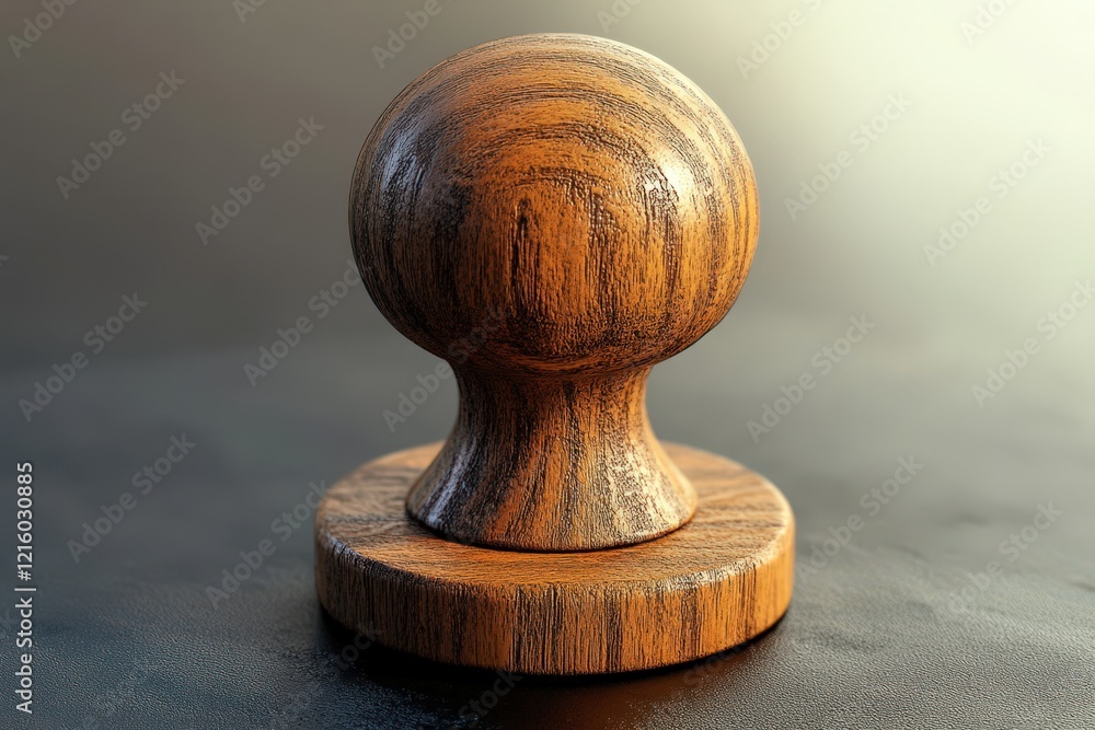 Wooden Stamp Object With Round Top And Base Wooden Stamp Object With Round Top And Base