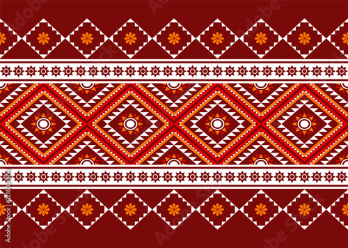 Geometric ethnic oriental seamless pattern traditional Design for background, carpet, wallpaper, clothing, wrapping, Batik, fabric, Vector, illustration, embroidery style, sadu, color.