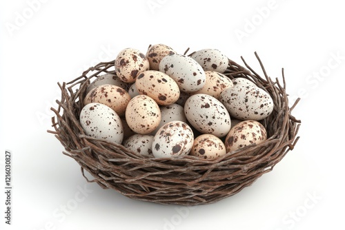 A speckled quail eggs nest of twigs