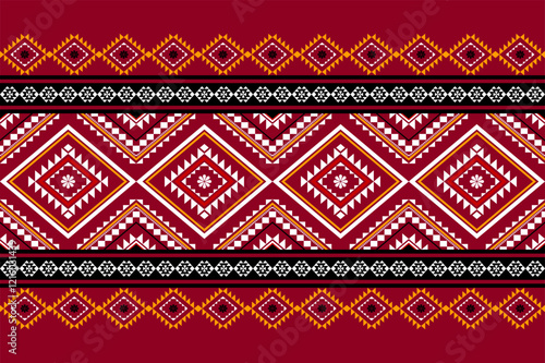 Geometric ethnic oriental seamless pattern traditional Design for background, carpet, wallpaper, clothing, wrapping, Batik, fabric, Vector, illustration, embroidery style, sadu, color.