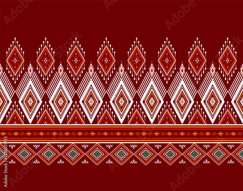 Geometric ethnic oriental seamless pattern traditional Design for background, carpet, wallpaper, clothing, wrapping, Batik, fabric, Vector, illustration, embroidery style, sadu, color.