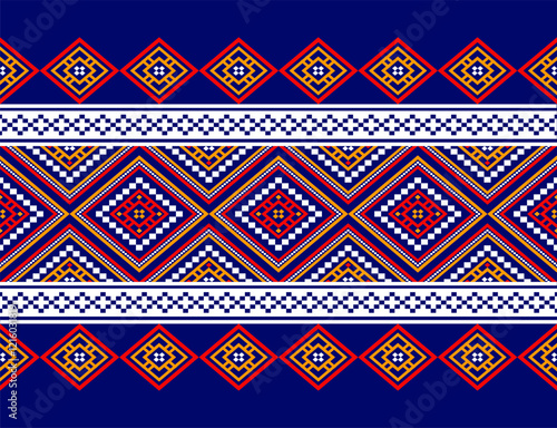 Geometric ethnic oriental seamless pattern traditional Design for background, carpet, wallpaper, clothing, wrapping, Batik, fabric, Vector, illustration, embroidery style, sadu, color.