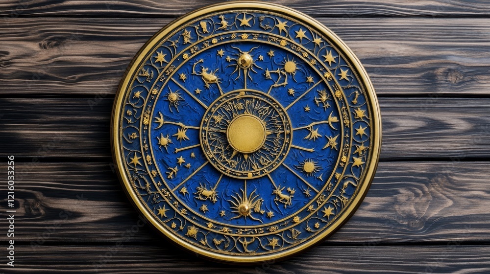 Fototapeta premium Zodiac Wheel Celestial Chart Antique Design Decor