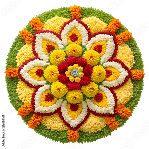 beautiful rangoli flowers on white background 