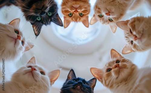 Playful Cats Gathering in a Circular Formation photo