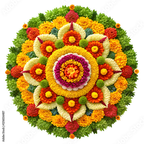 beautiful rangoli flowers on white background 
