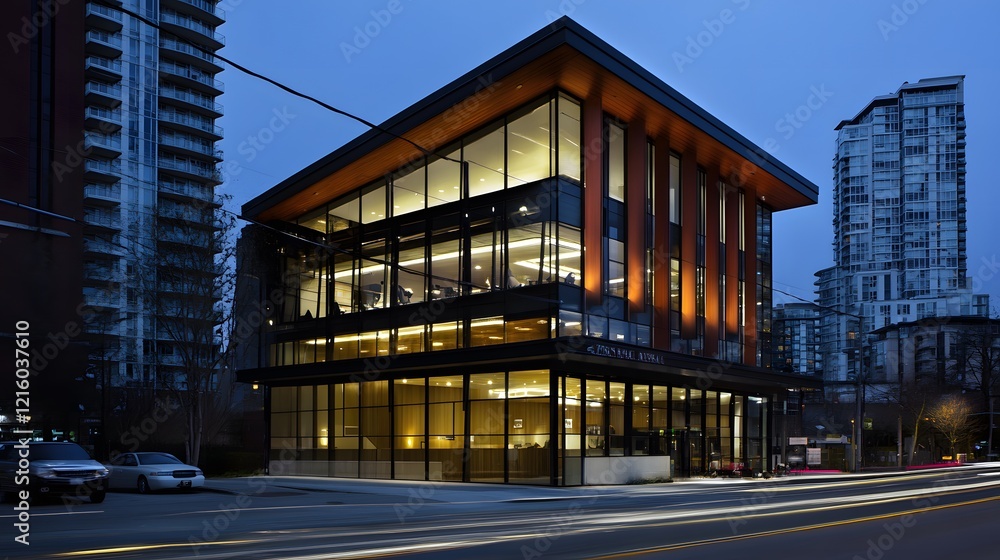 Insurance office exterior with glass windows showcasing modern architecture, reflecting professionalism and transparency in financial services and client trust Insurance office exterior with glass windows showcasing modern architecture, reflecting professionalism and transparency in financial services and client trust