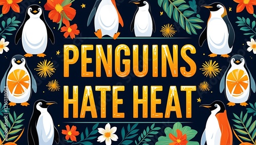 Penguins Hate Heat Adorable Tropical Bird Illustration
