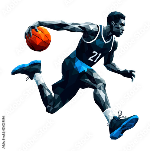 basketball sport - low poly design style (artwork 2)