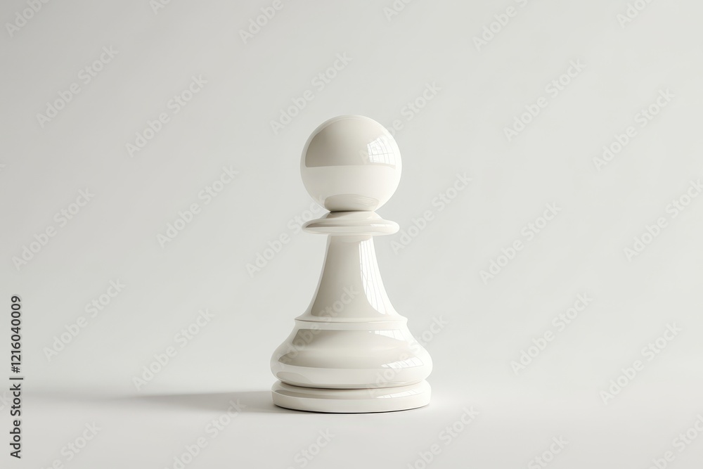 A single white chess pawn stands alone on a white background A single white chess pawn stands alone on a white background