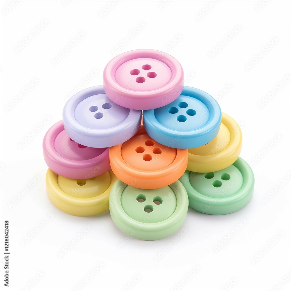 pile of pastel buttons isolated on a white background