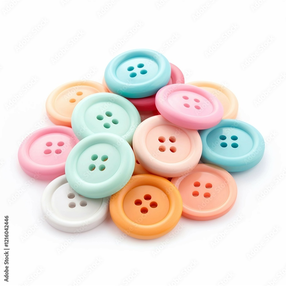 pile of pastel buttons isolated on a white background pile of pastel buttons isolated on a white background