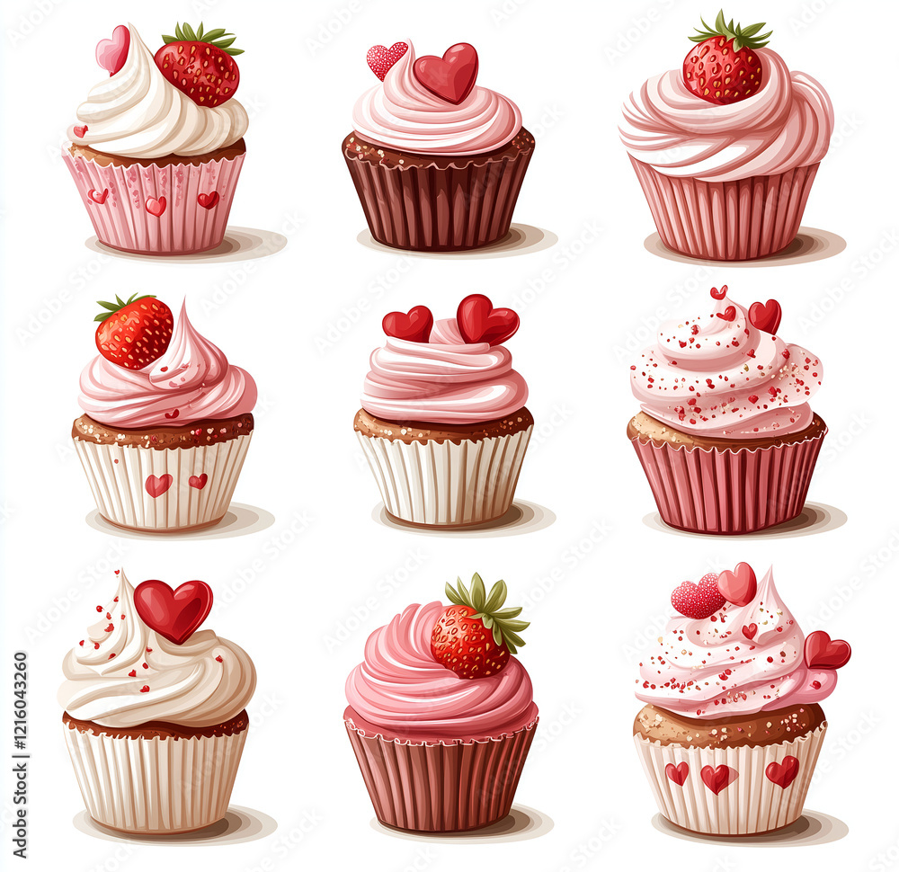 Valentine's Day cupcakes isolated on a white background Valentine's Day cupcakes isolated on a white background