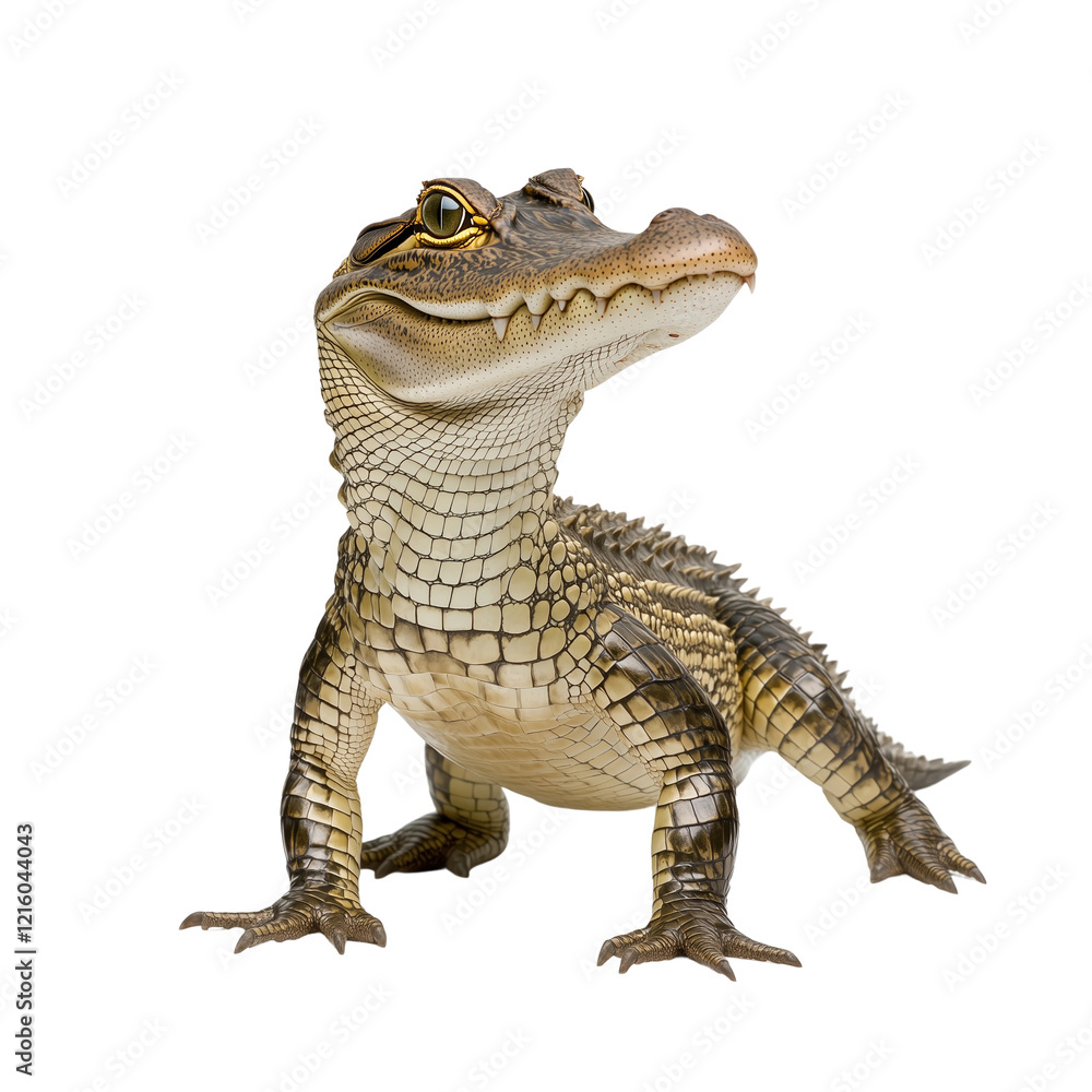 Obraz premium Realistic Portrait of a Crocodile Hybrid isolated on white or transparent background, png. Easy to place on any other background