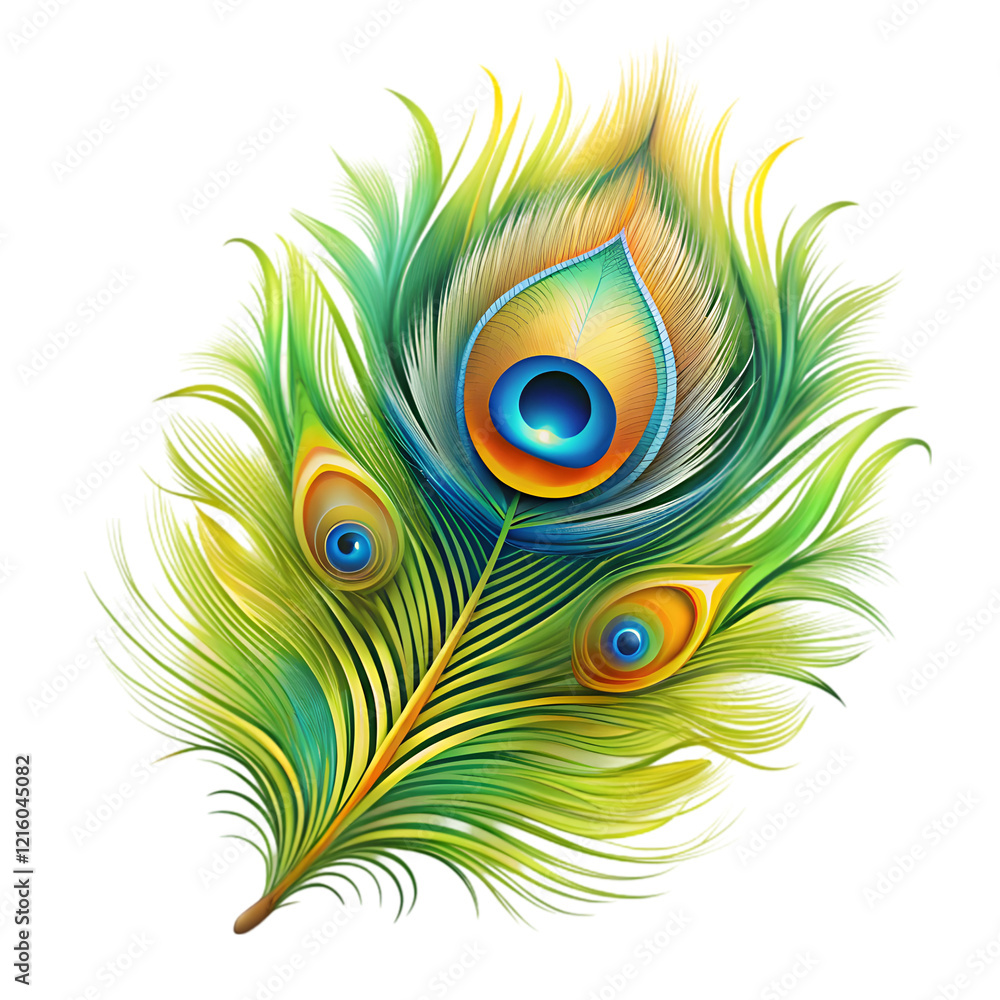 Obraz premium Peacock feather isolated on white background