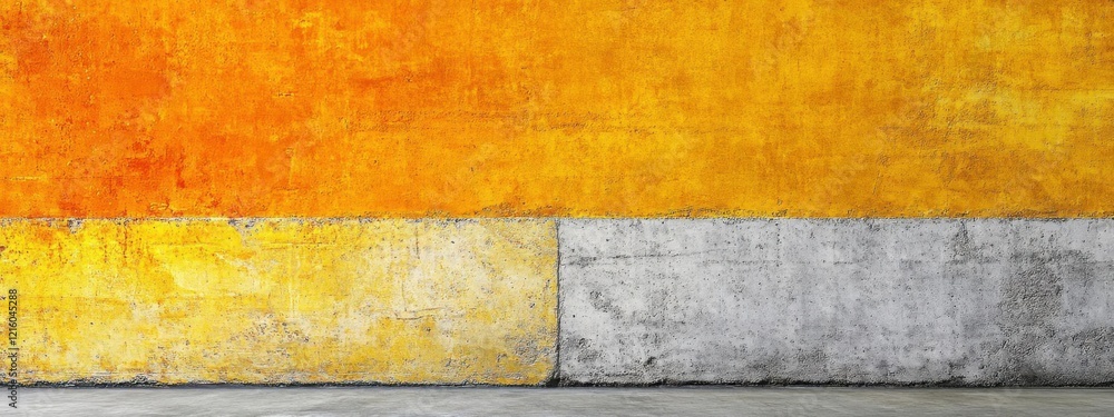 Orange and Gray Wall Meets Concrete Floor, Industrial Design Backdrop with Urban Textures. Orange and Gray Wall Meets Concrete Floor, Industrial Design Backdrop with Urban Textures.