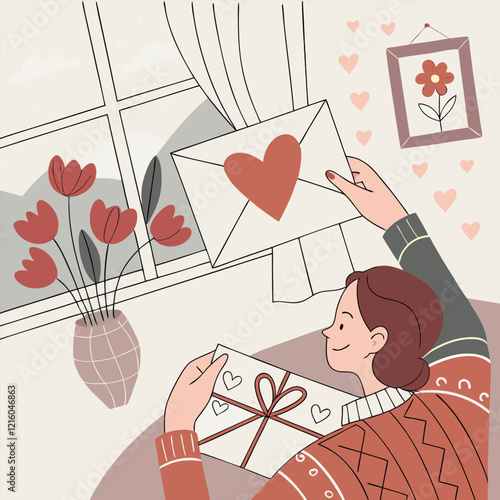 Valentines day holiday getting card with heart