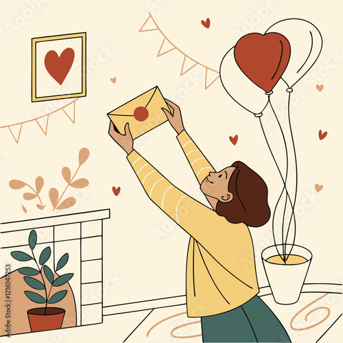 Valentines day holiday getting card with heart