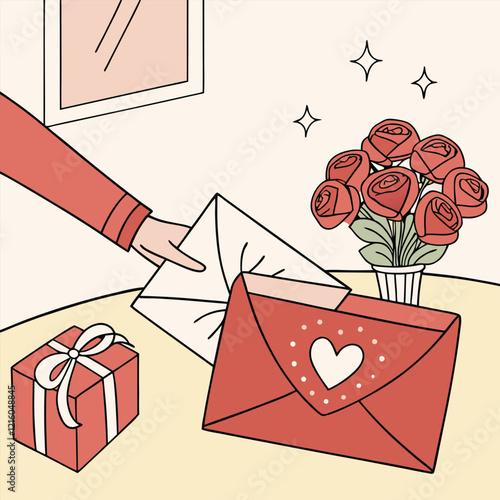 Valentines day holiday getting card with heart