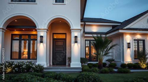 Wallpaper Mural Luxury Modern House Exterior at Night: Elegant Home Design and Architecture Torontodigital.ca