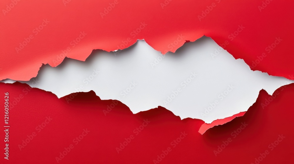 Torn Red Paper Revealing White Background: Abstract Texture Torn Red Paper Revealing White Background: Abstract Texture