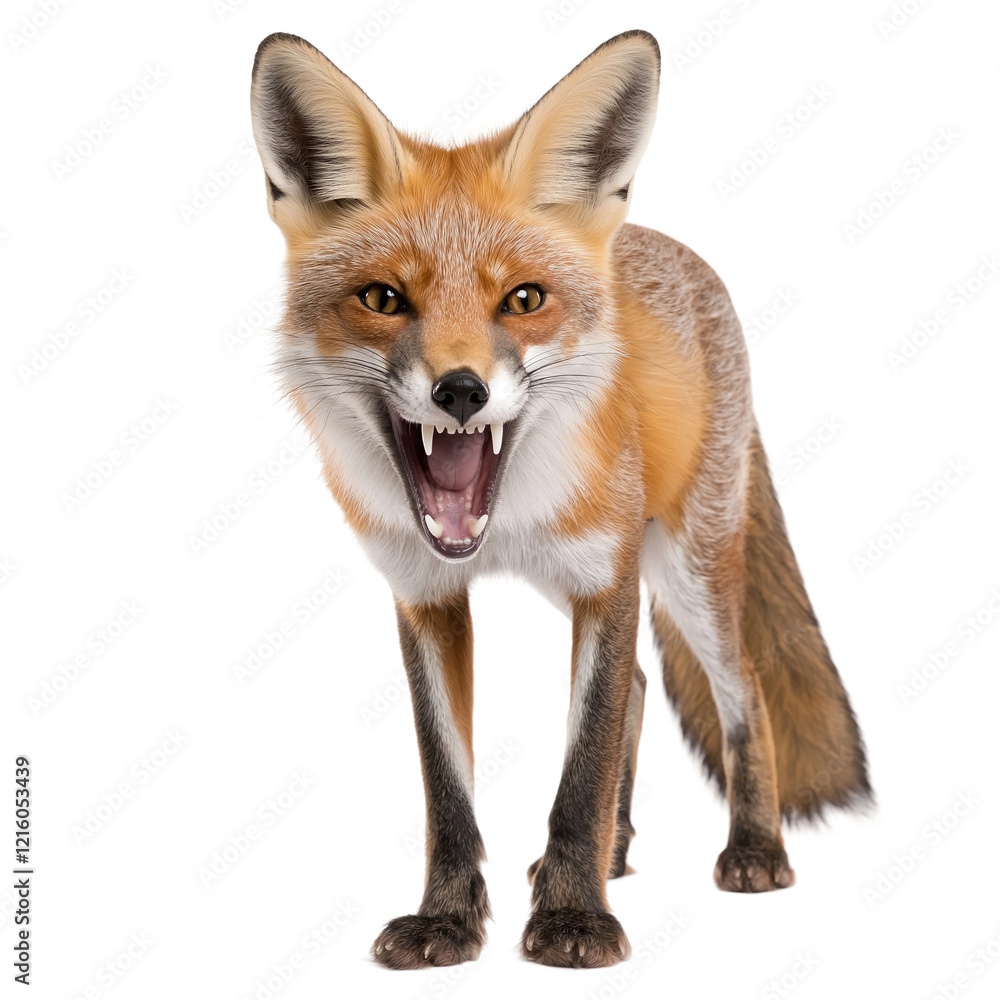 Striking Portrait of a Fierce Fox isolated on white or transparent background, png. Easy to place on any other background Striking Portrait of a Fierce Fox isolated on white or transparent background, png. Easy to place on any other background