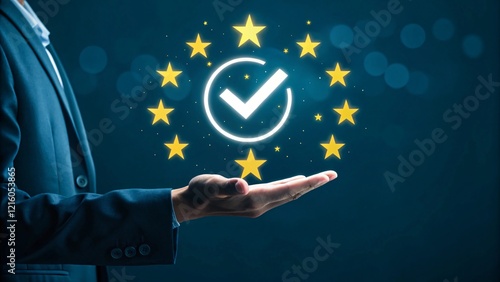 Trust and Quality Assurance Concept with Glowing Checkmark Symbol V10