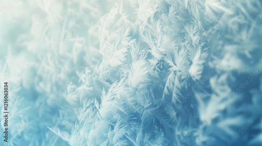 custom made wallpaper toronto digitalClose-Up of Intricate Ice Crystals Forming on a Window, Showcasing Stunning Frost Patterns in Shades of Blue and White, Perfect for Winter-Themed Designs
