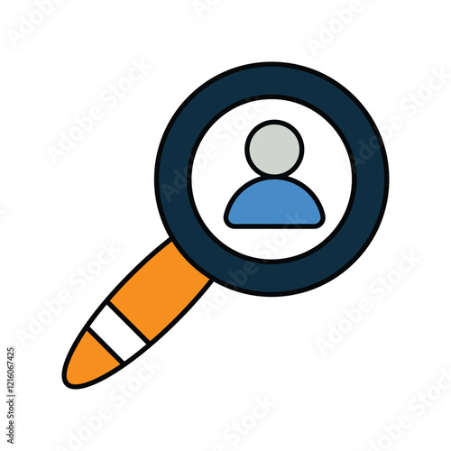 staff searching color line icon with white background vector stock illustration