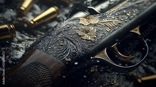 Ornate Engraved Shotgun: A Masterpiece of Gunsmithing photo