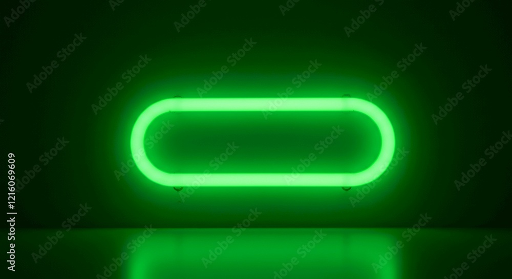 Bright Green Neon Oval Sign Glowing Light Blank Template Bright Green Neon Oval Sign Glowing Light Blank Template