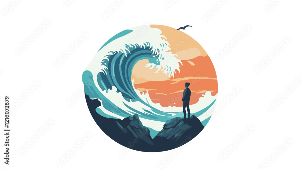 Surfer Riding a Wave at Sunset – Vibrant Ocean Adventure, Dynamic Action, and Inspirational Vector Illustration. Surfer Riding a Wave at Sunset – Vibrant Ocean Adventure, Dynamic Action, and Inspirational Vector Illustration.