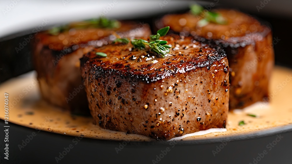 Pan-seared beef medallions creamy sauce Pan-seared beef medallions creamy sauce
