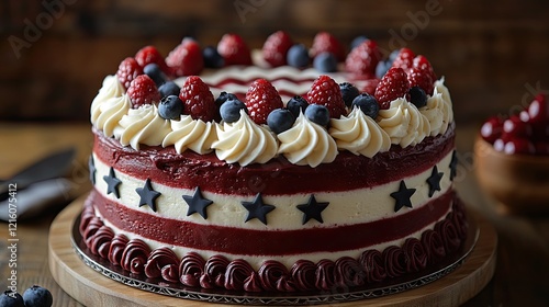 Wallpaper Mural A festive patriotic cake, beautifully adorned with stars and stripes, is perfect for national celebrations and holidays, generating feelings of pride and festivity Torontodigital.ca