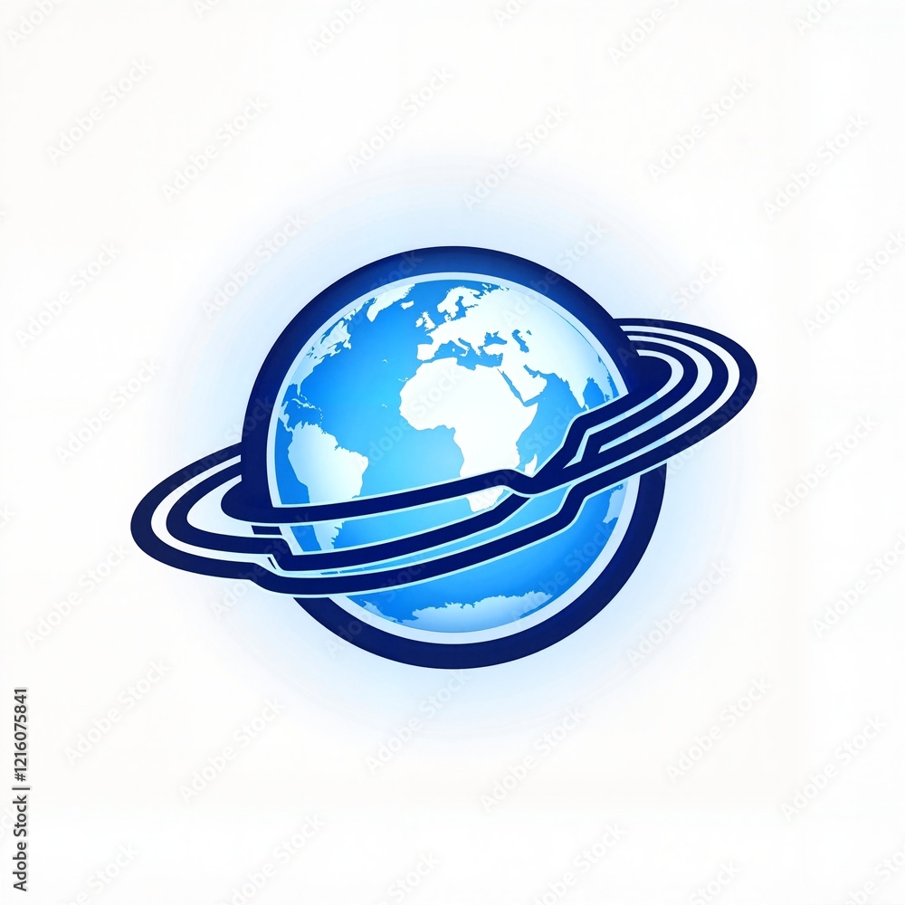 A Breathtaking View of Earth Surrounded by a Glowing Blue Ring in the Vastness of Space A Breathtaking View of Earth Surrounded by a Glowing Blue Ring in the Vastness of Space