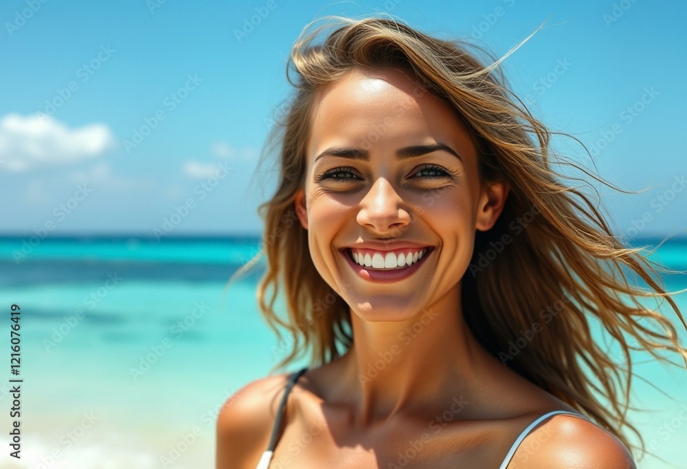 Beach vacation portrait with a happy person Beach vacation portrait with a happy person