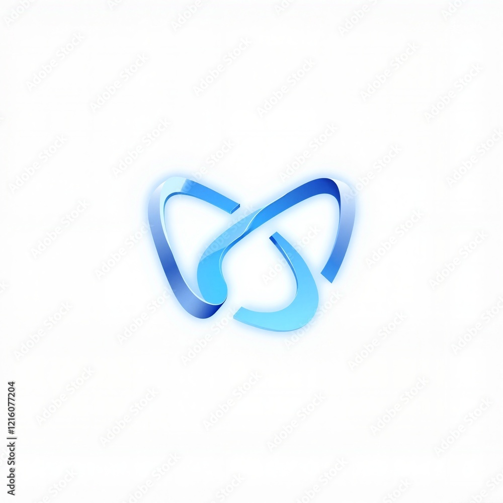 Blue and white 3D rendering of an abstract butterfly or infinity symbol. Blue and white 3D rendering of an abstract butterfly or infinity symbol.