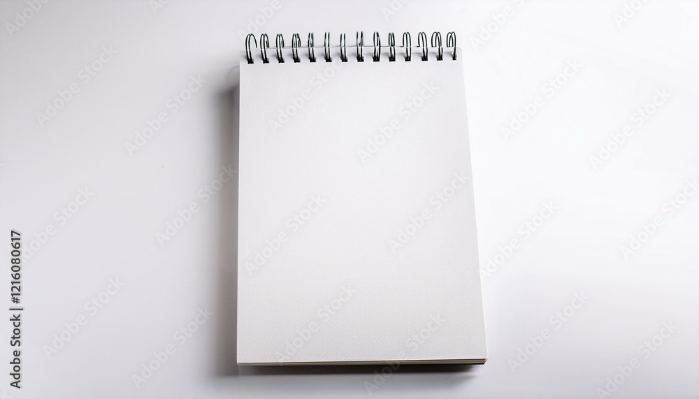 Blank spiral notebook on white background. Perfect for note-taking or sketching. Blank spiral notebook on white background. Perfect for note-taking or sketching.