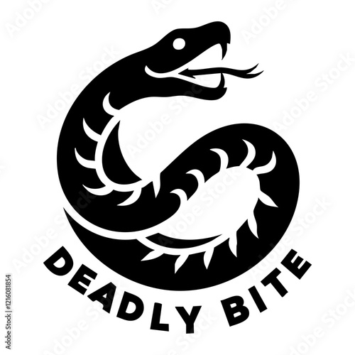 Snake Silhouette Vector Illustration with the text "Deadly Bite"