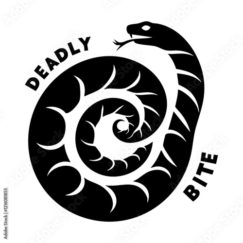 Snake Silhouette Vector Illustration with the text "Deadly Bite"