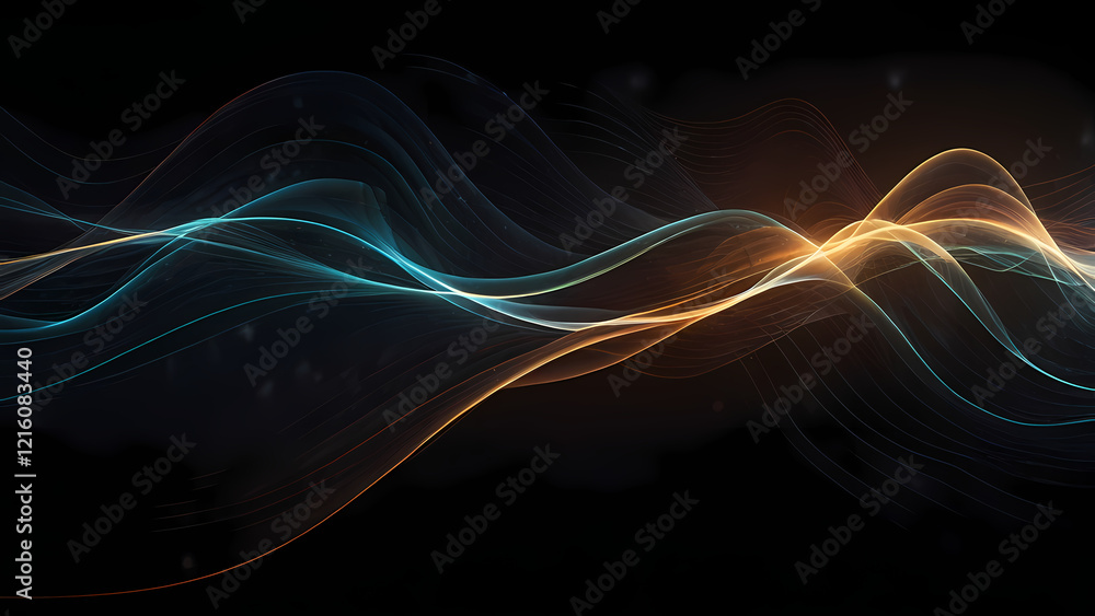 Obraz premium Abstract Digital Art with Glowing Light Waves 
